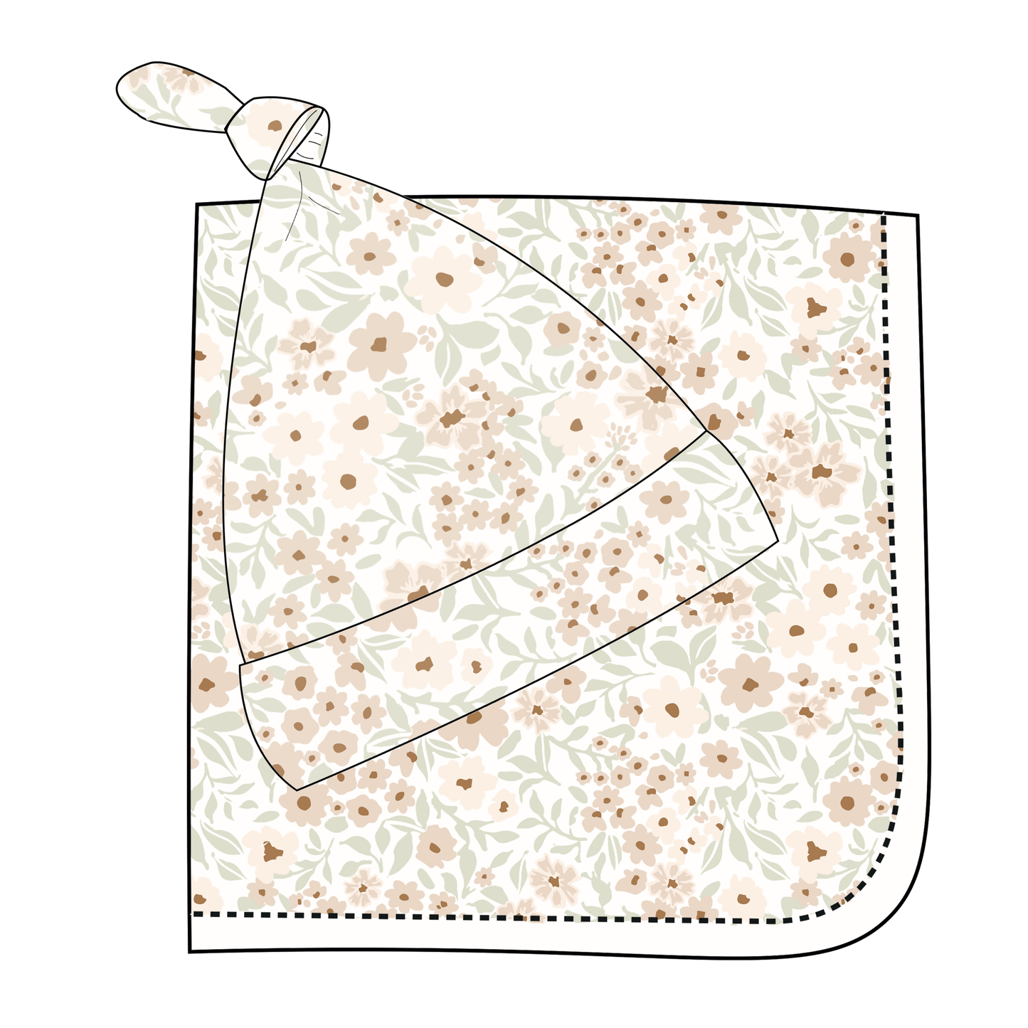 Organic Swaddle Blanket & Hat - Summer Floral