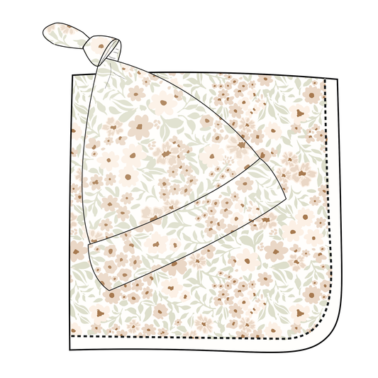 Organic Swaddle Blanket & Hat - Summer Floral