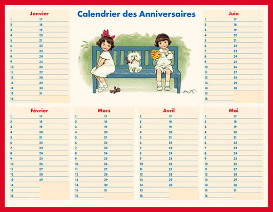 Table - Bench Birthday Calendar