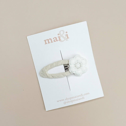 white floral fall clip