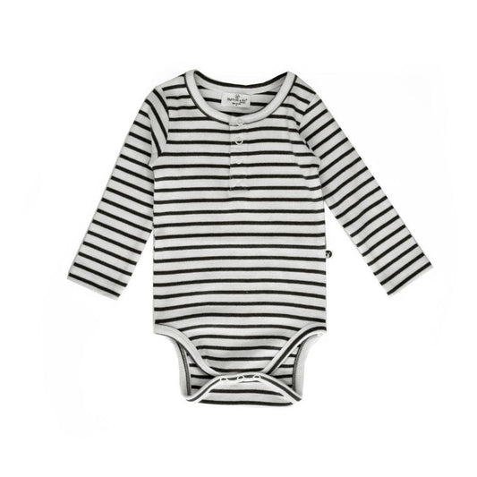 Rib Henley Set - Black Stripe