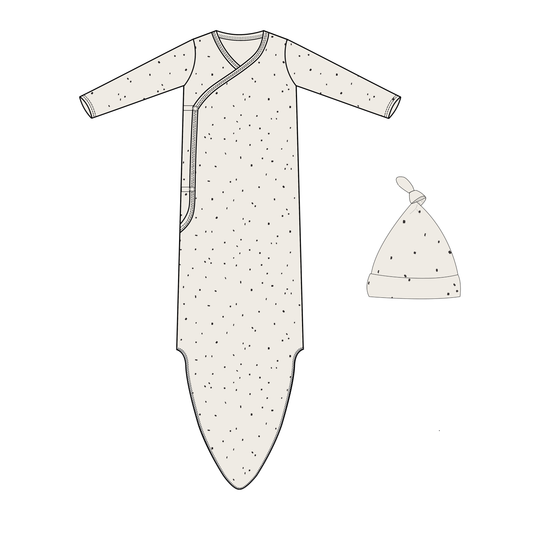 Organic Kimono Knotted Sleep Gown - Pixie Dots