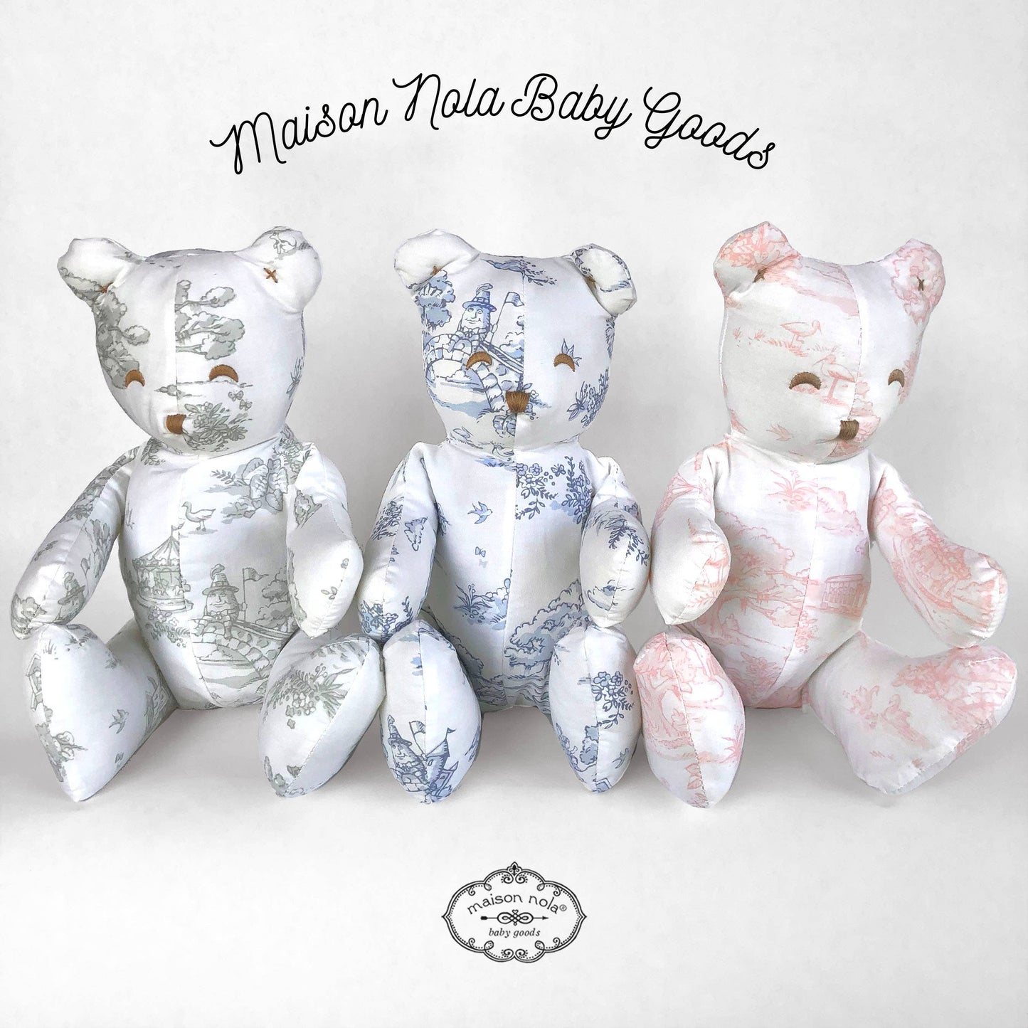 Toile Stuffed Bear